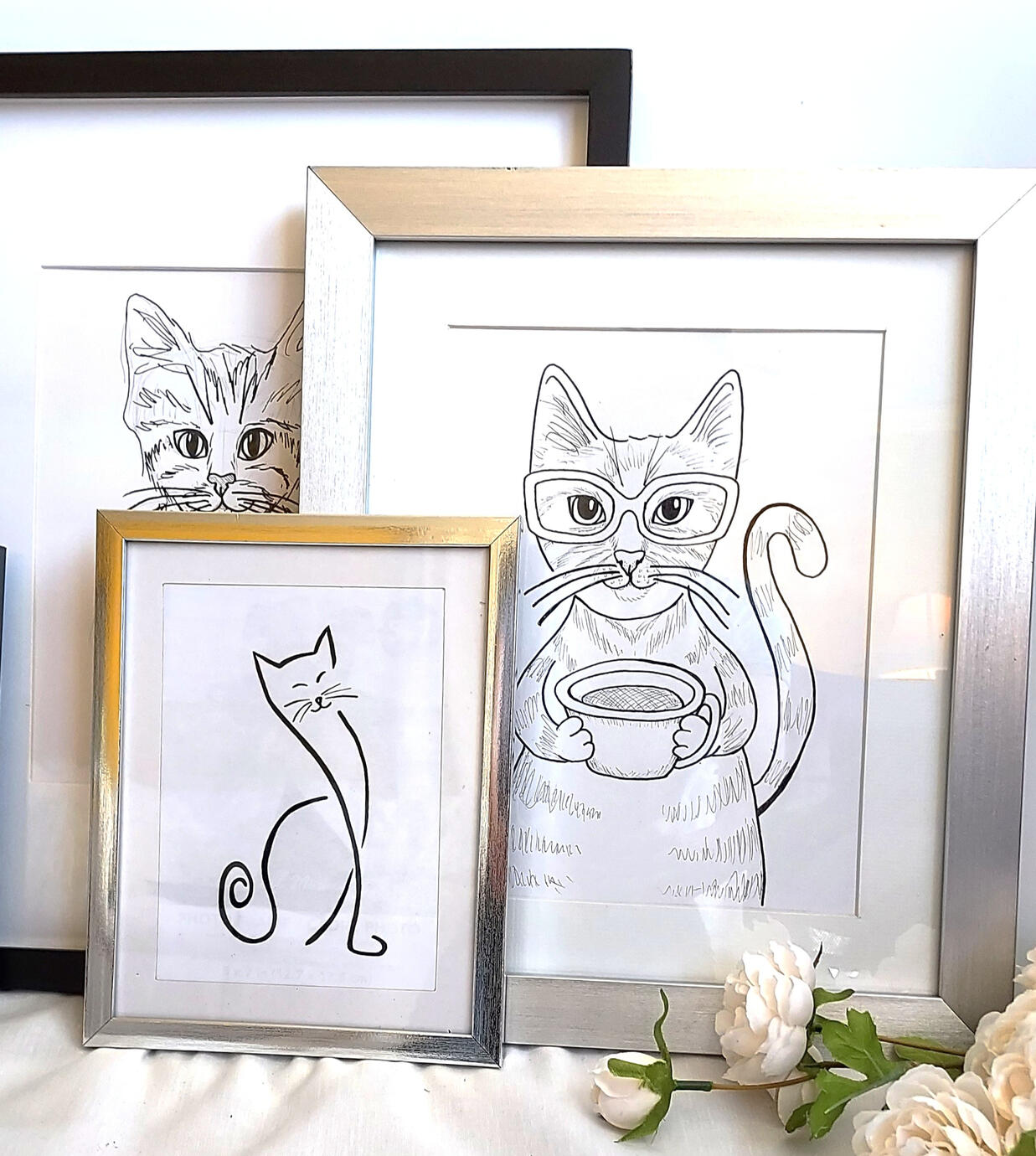 Original cat paintings in oil, watercolor and acrylic by Terrificat Gallery for sale